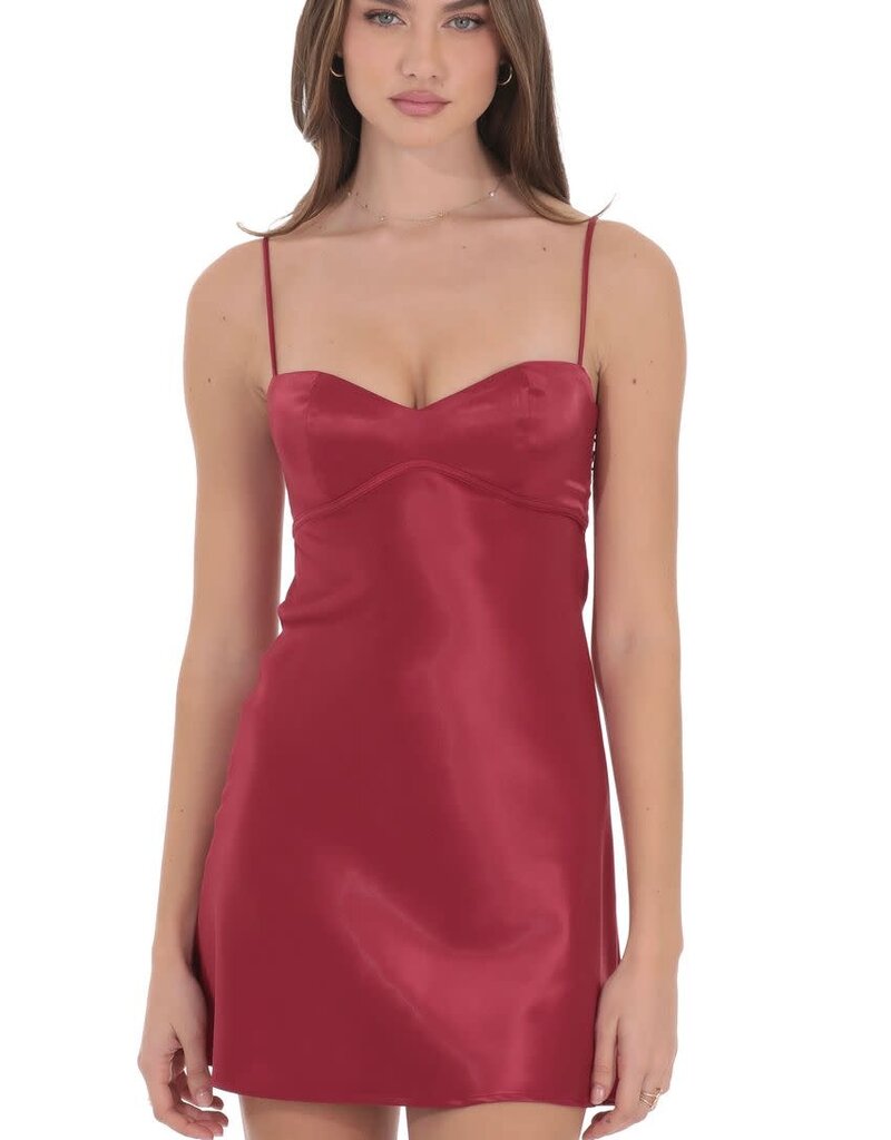 Lucy In The Sky Satin Sweetheart Neck Mini Dress
