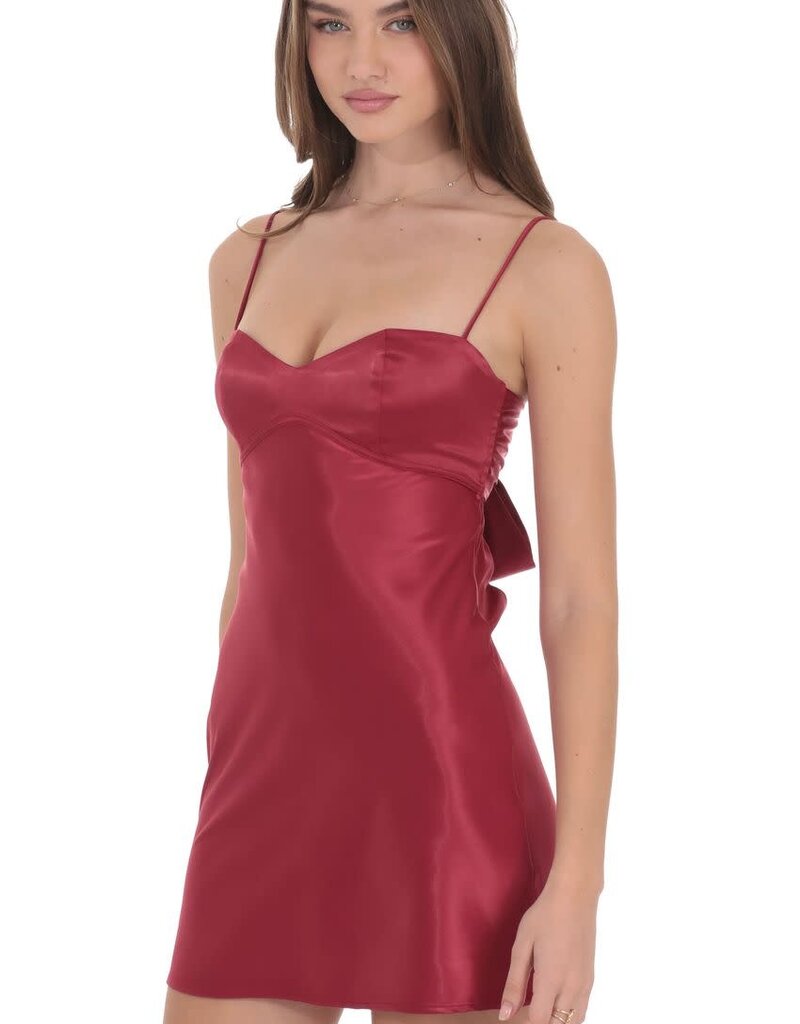 Lucy In The Sky Satin Sweetheart Neck Mini Dress