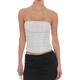 Lucy In The Sky Sequin Ruched Tube Top