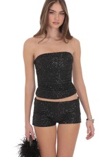 Lucy In The Sky Sequin Ruched Tube Top