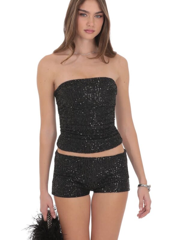 Lucy In The Sky Sequin Ruched Tube Top