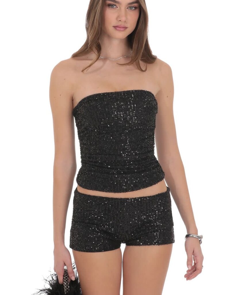 Lucy In The Sky Sequin Ruched Tube Top