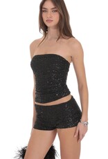 Lucy In The Sky Sequin Ruched Tube Top