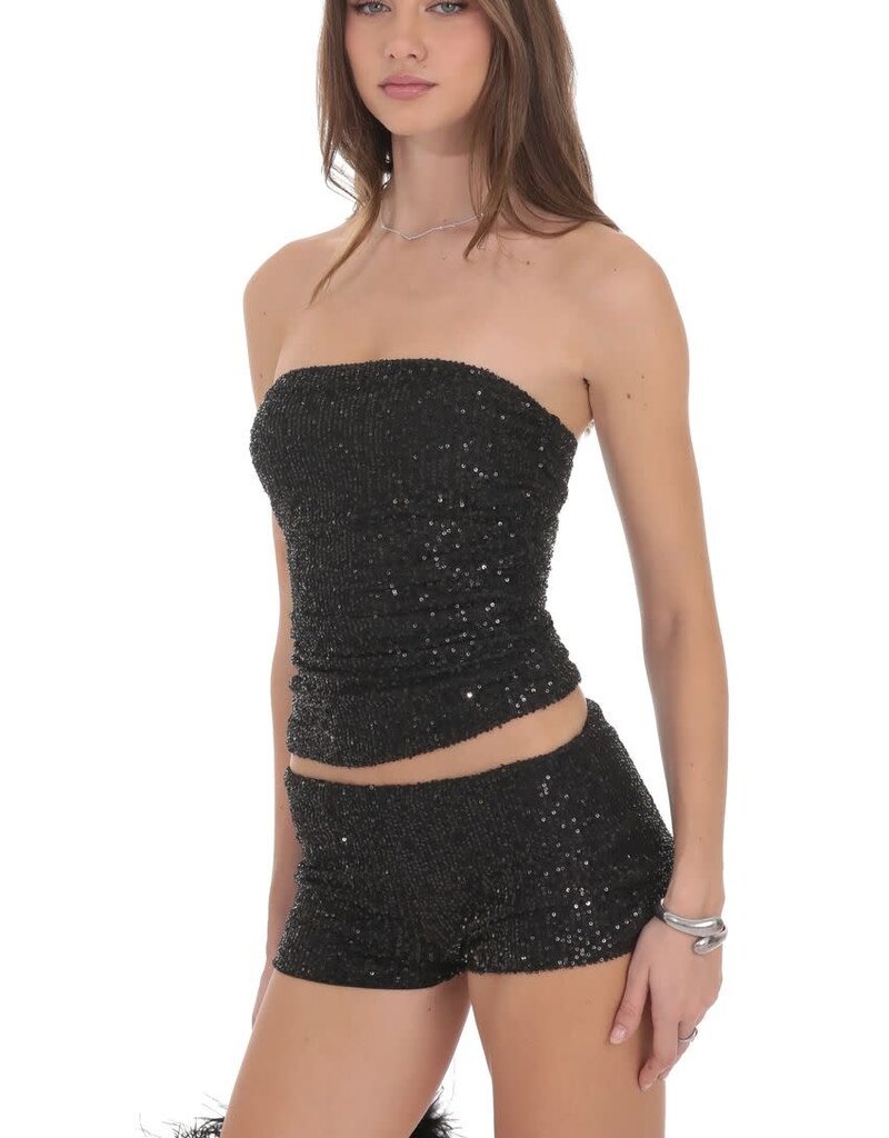 Lucy In The Sky Sequin Ruched Tube Top