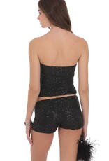 Lucy In The Sky Sequin Ruched Tube Top