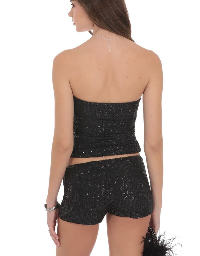 Lucy In The Sky Sequin Ruched Tube Top