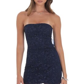 Lucy In The Sky Strapless Lace Back Bow Mini Dress
