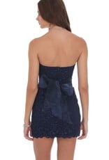 Lucy In The Sky Strapless Lace Back Bow Mini Dress