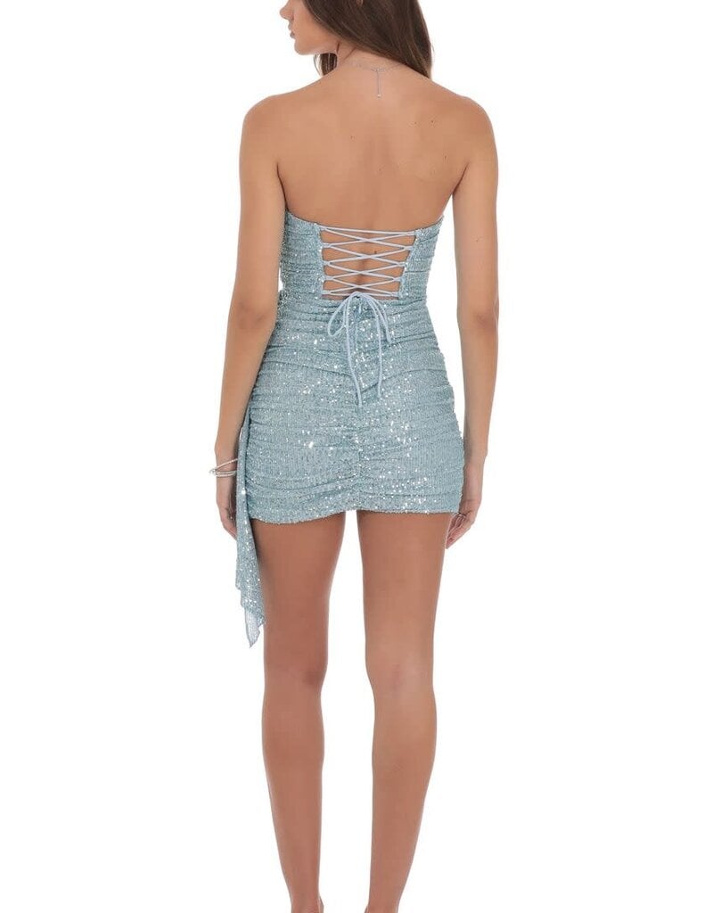 Lucy In The Sky Strapless Sequin Tassel Corset Mini Dress