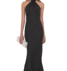 Lucy In The Sky Satin Cross Halter Maxi Dress