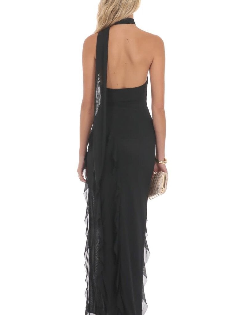 Lucy In The Sky Mesh Halter Scarf Maxi Dress