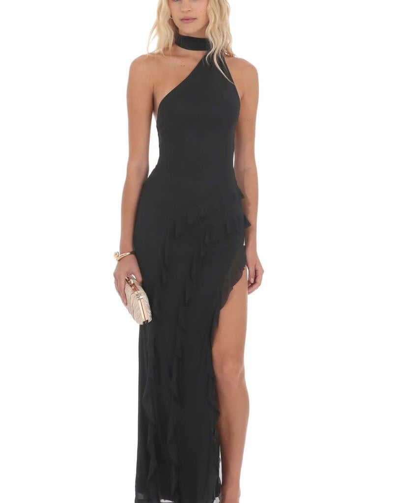 Lucy In The Sky Mesh Halter Scarf Maxi Dress