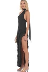 Lucy In The Sky Mesh Halter Scarf Maxi Dress