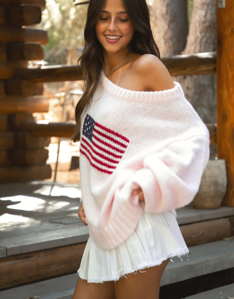 American Flag Off The Shoulder Sweater