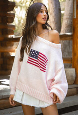 American Flag Off The Shoulder Sweater