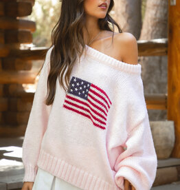 American Flag Off The Shoulder Sweater