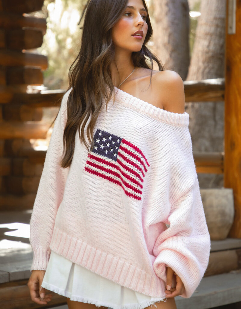 American Flag Off The Shoulder Sweater