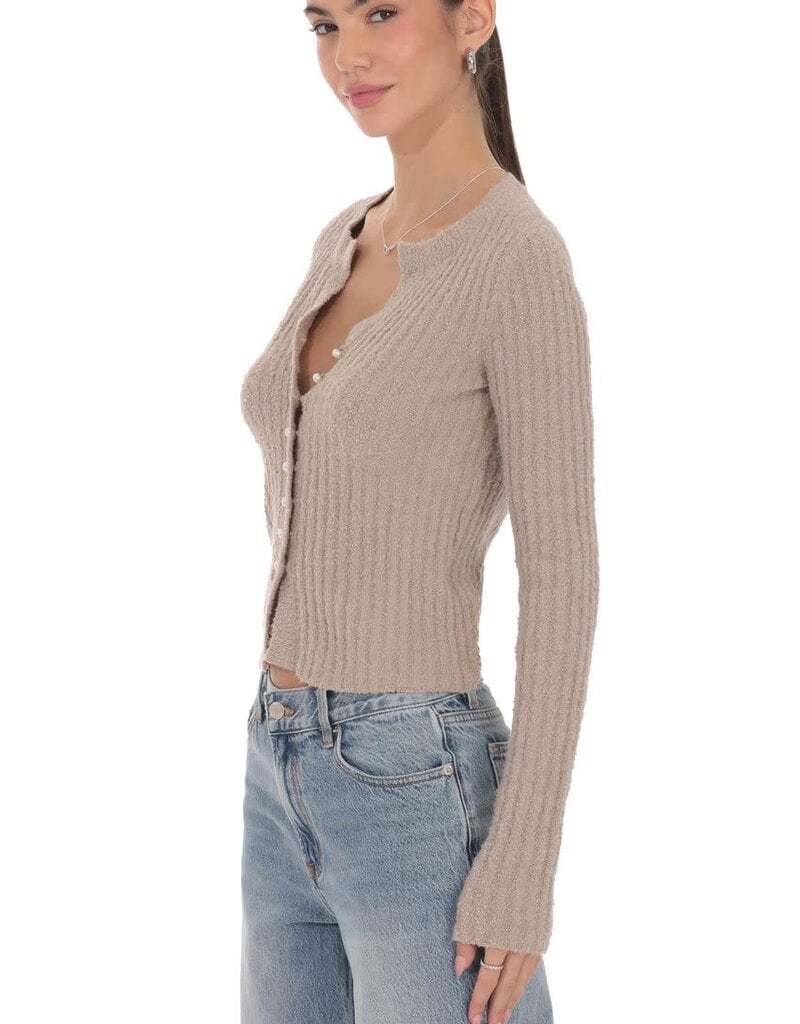 Lucy In The Sky Ribbed Knit Cardigan Top