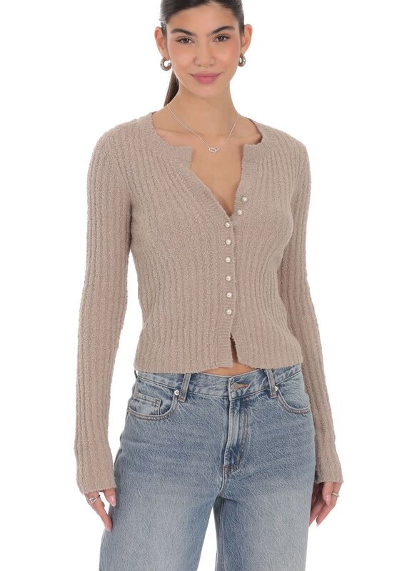 Lucy In The Sky Ribbed Knit Cardigan Top