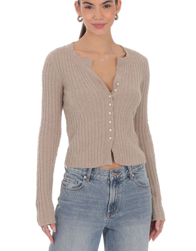 Lucy In The Sky Ribbed Knit Cardigan Top