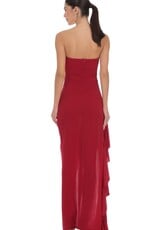 Lucy In The Sky Strapless Ruched Ruffle Maxi Dress