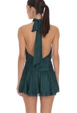 Lucy In The Sky Shimmer Mock Neck Halter Mini Dress