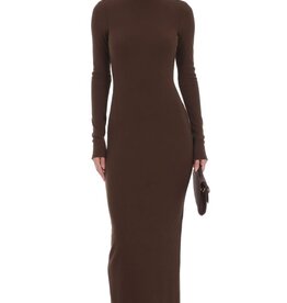 Lucy In The Sky Ribbed Knit Mock Neck Maxi Dress