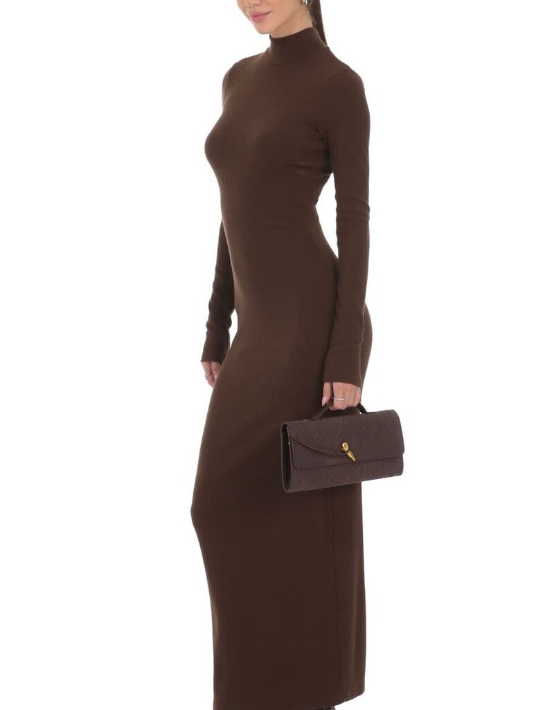 Lucy In The Sky Ribbed Knit Mock Neck Maxi Dress