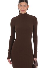 Lucy In The Sky Ribbed Knit Mock Neck Maxi Dress