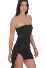 Lucy In The Sky Strapless Ruched Tassel Mini Dress