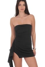 Lucy In The Sky Strapless Ruched Tassel Mini Dress