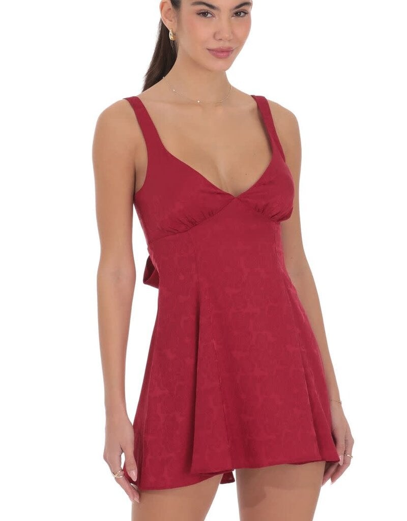 Lucy In The Sky Floral Jacquard Bow Tie Mini Dress