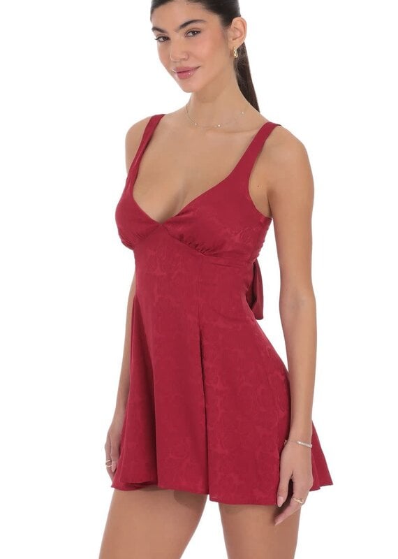 Lucy In The Sky Floral Jacquard Bow Tie Mini Dress