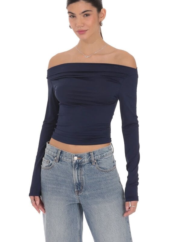 Lucy In The Sky Ruched Off Shoulder Top