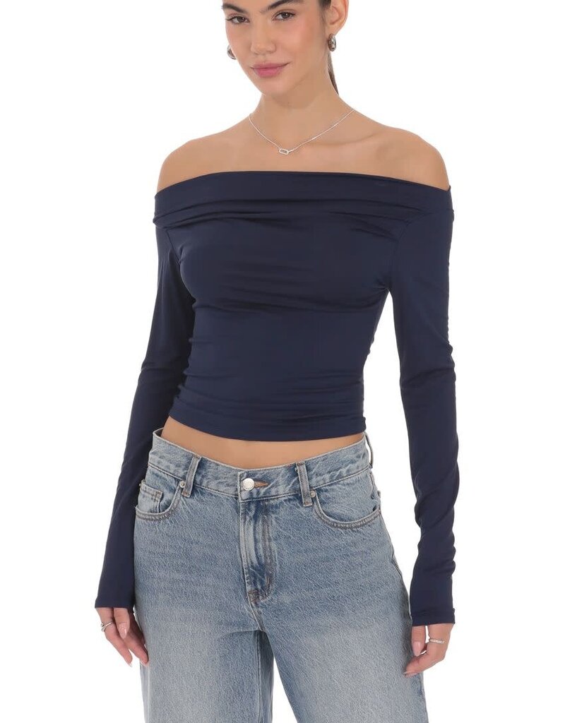 Lucy In The Sky Ruched Off Shoulder Top