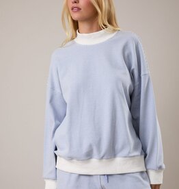 Mock Neck Stripe Sweatshirt Top