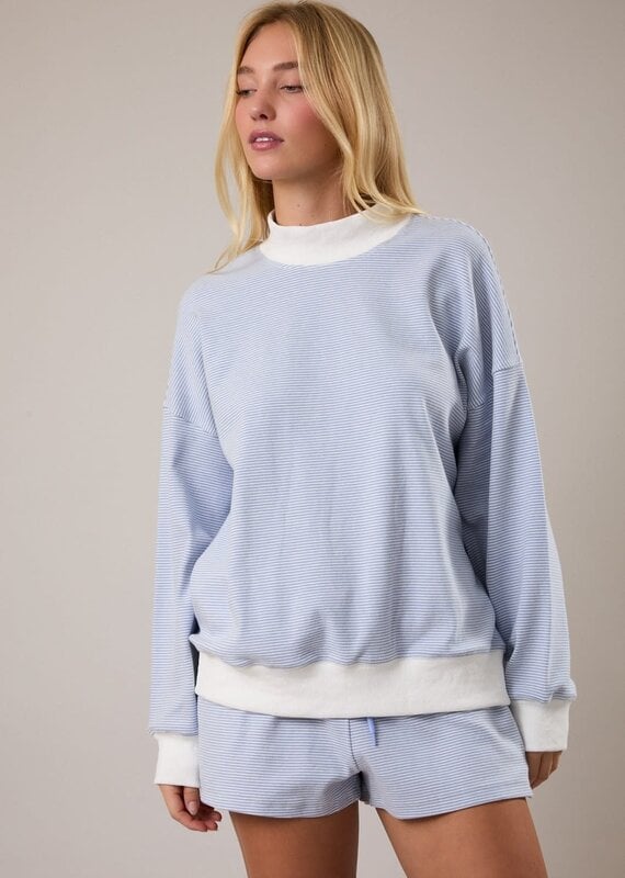 Mock Neck Stripe Sweatshirt Top