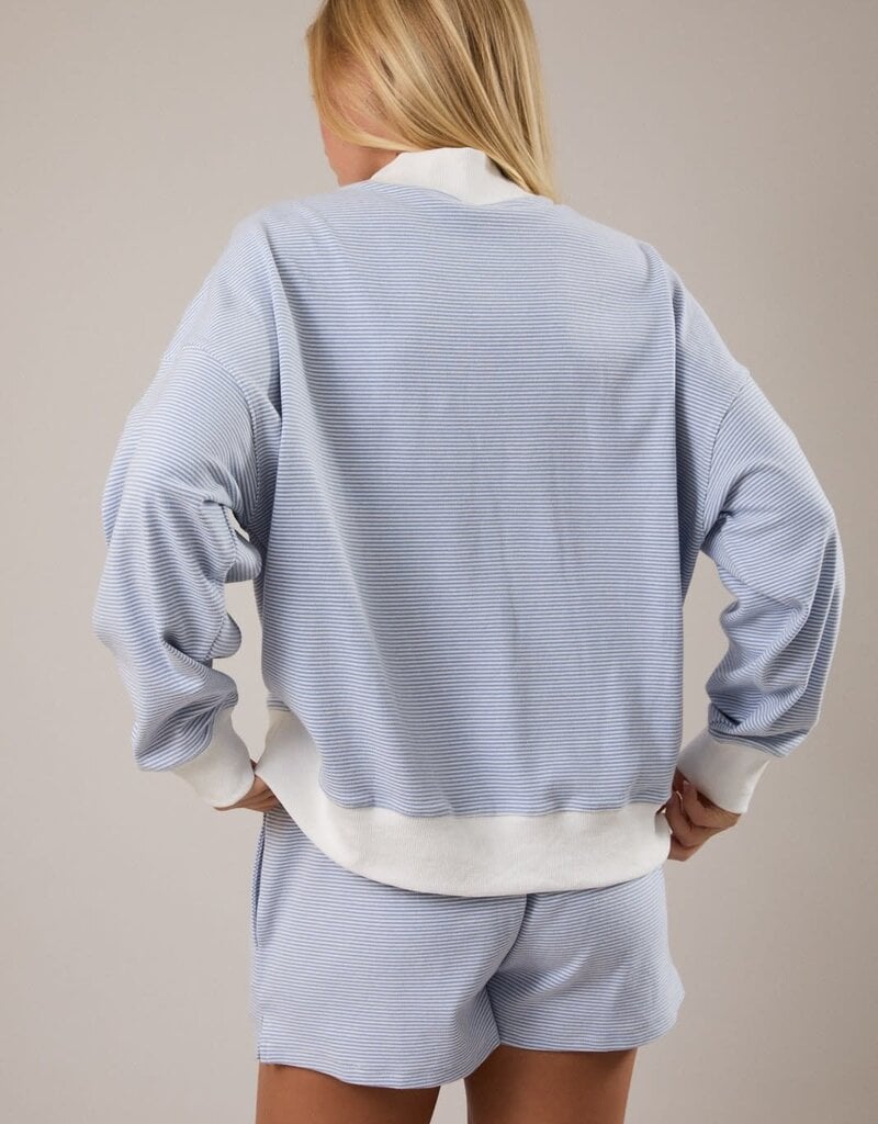 Mock Neck Stripe Sweatshirt Top