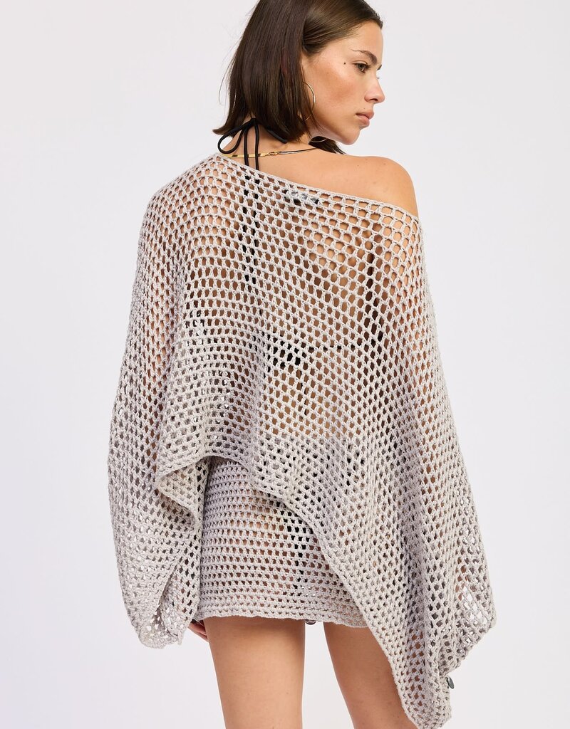 Shell Trim Crochet Poncho