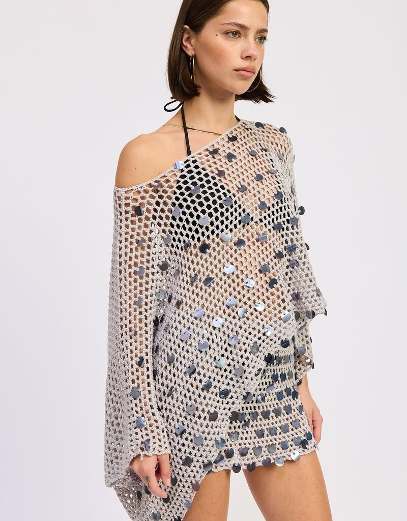 Shell Trim Crochet Poncho