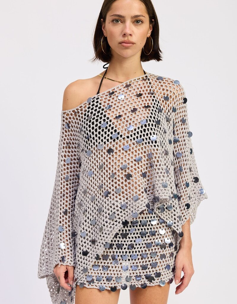 Shell Trim Crochet Poncho