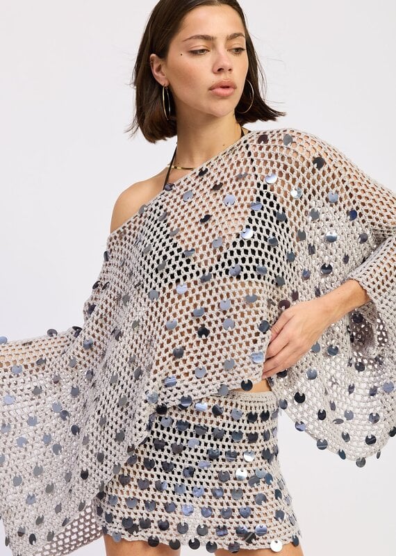 Shell Trim Crochet Poncho