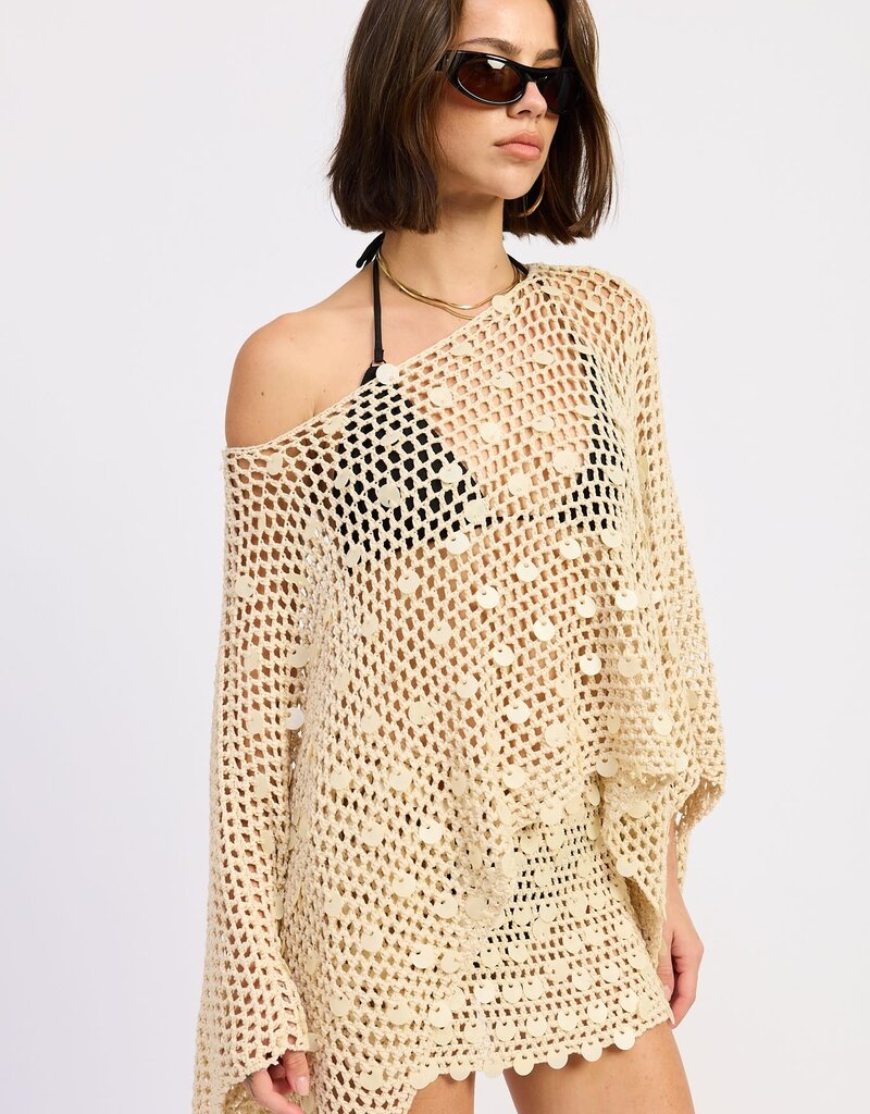 Shell Trim Crochet Poncho