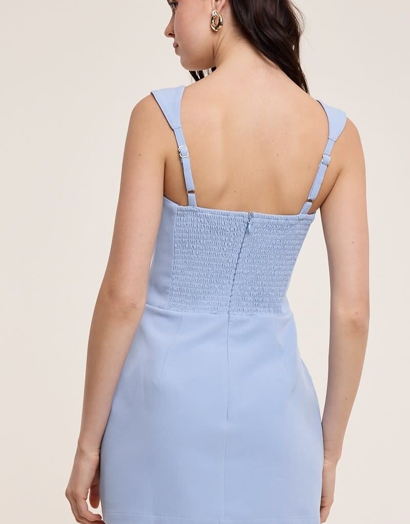 Vibrant Solid Double Pocket Square Neck Mini Dress