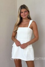 Vibrant Solid Double Pocket Square Neck Mini Dress