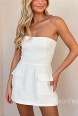 Front Pocket A Line Strapless Mini Dress