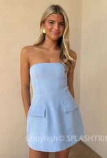 Front Pocket A Line Strapless Mini Dress