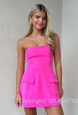 Front Pocket A Line Strapless Mini Dress