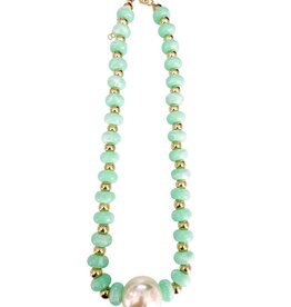 Aylani Green Beaded Pearl Necklace