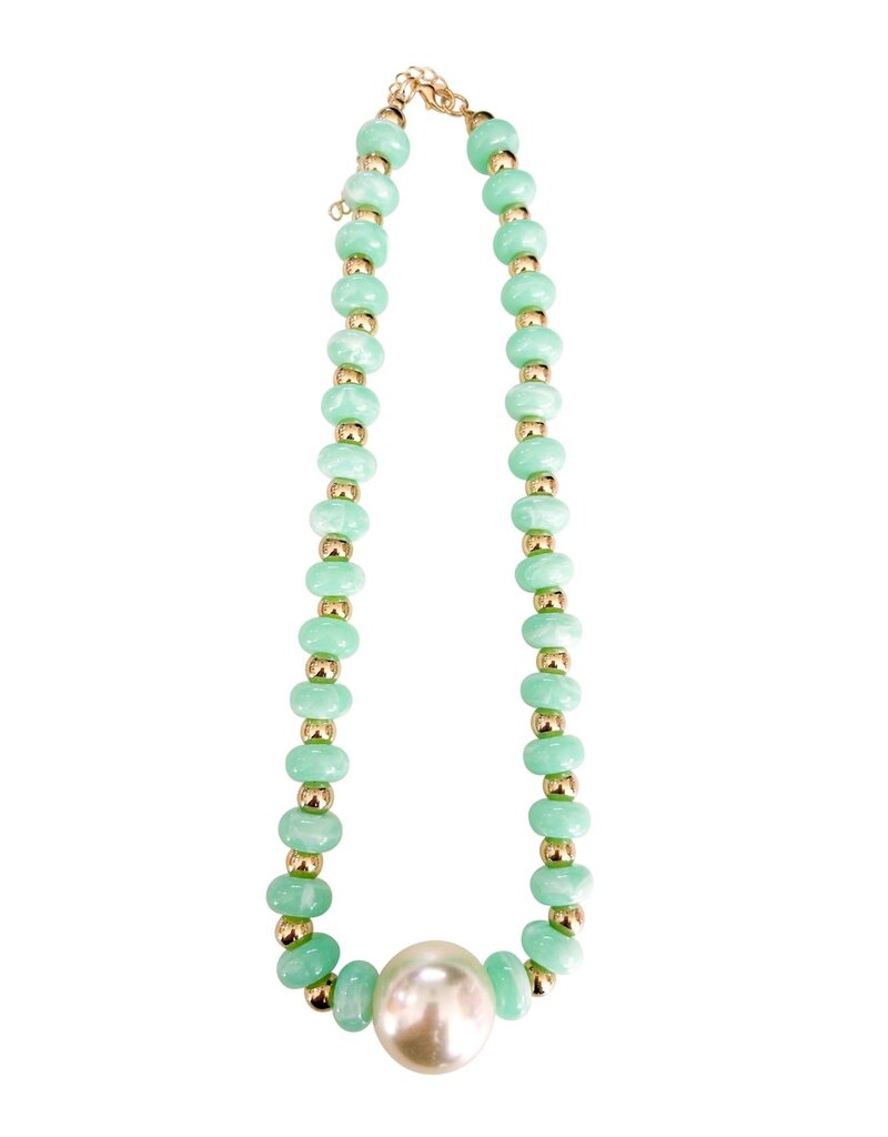 Aylani Green Beaded Pearl Necklace